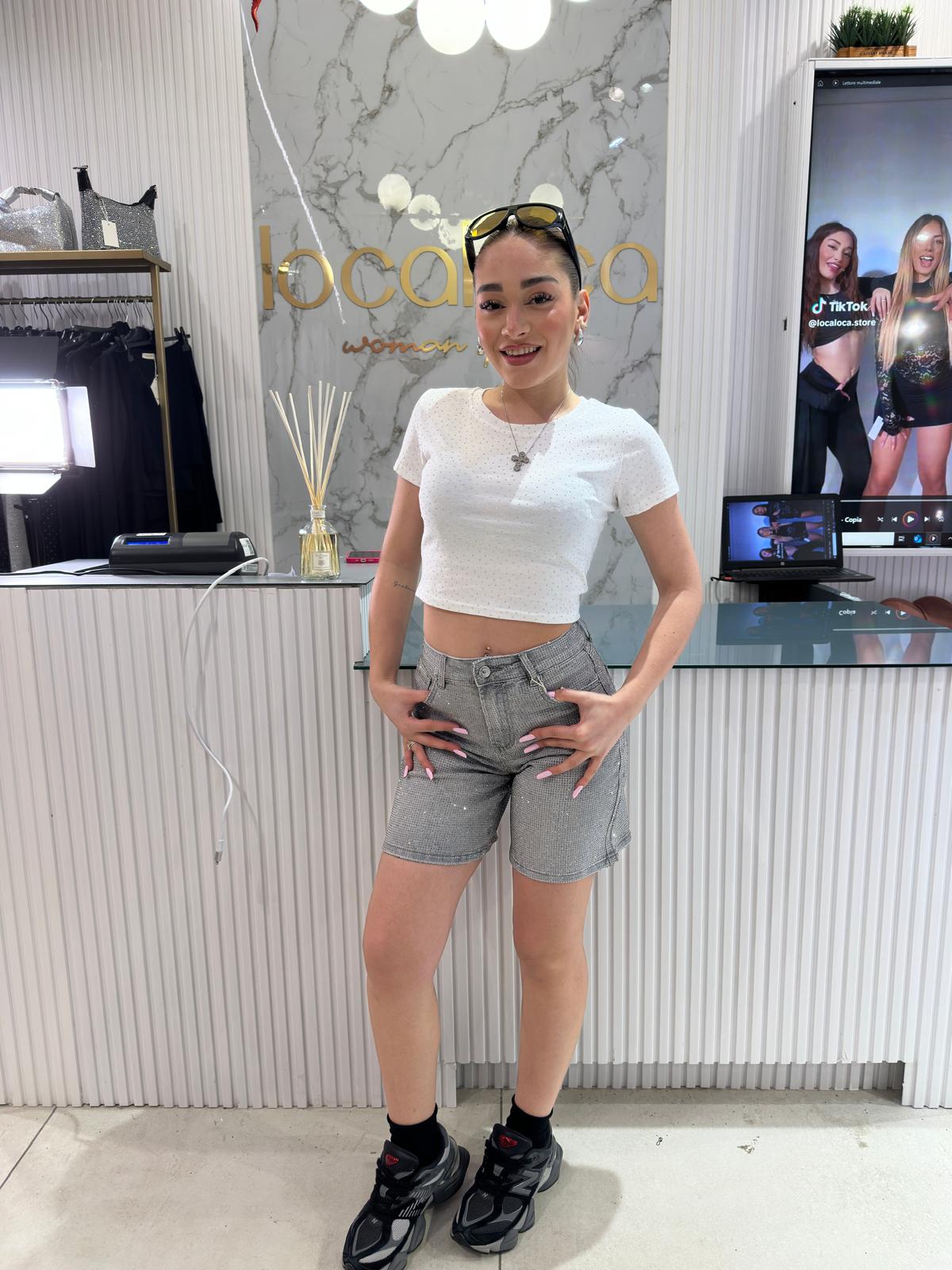 Short grigio glitter