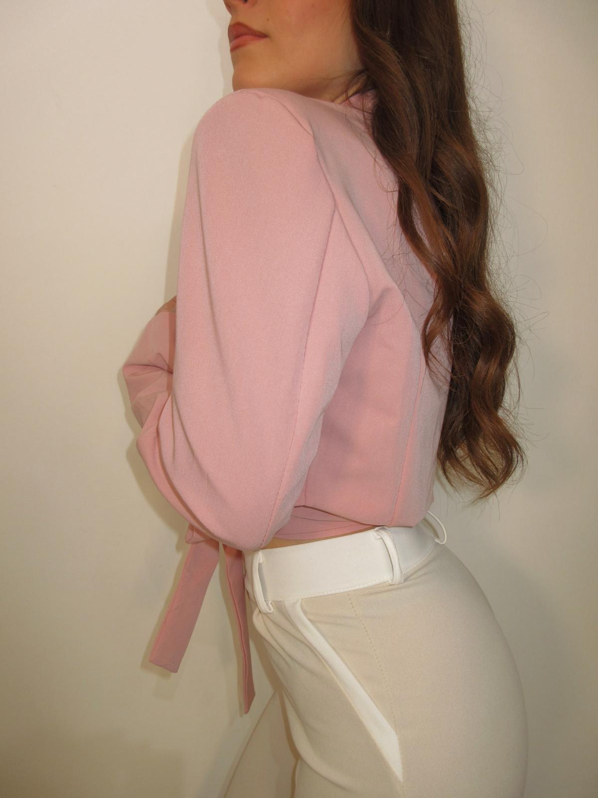 Giacca crop rosa nodo