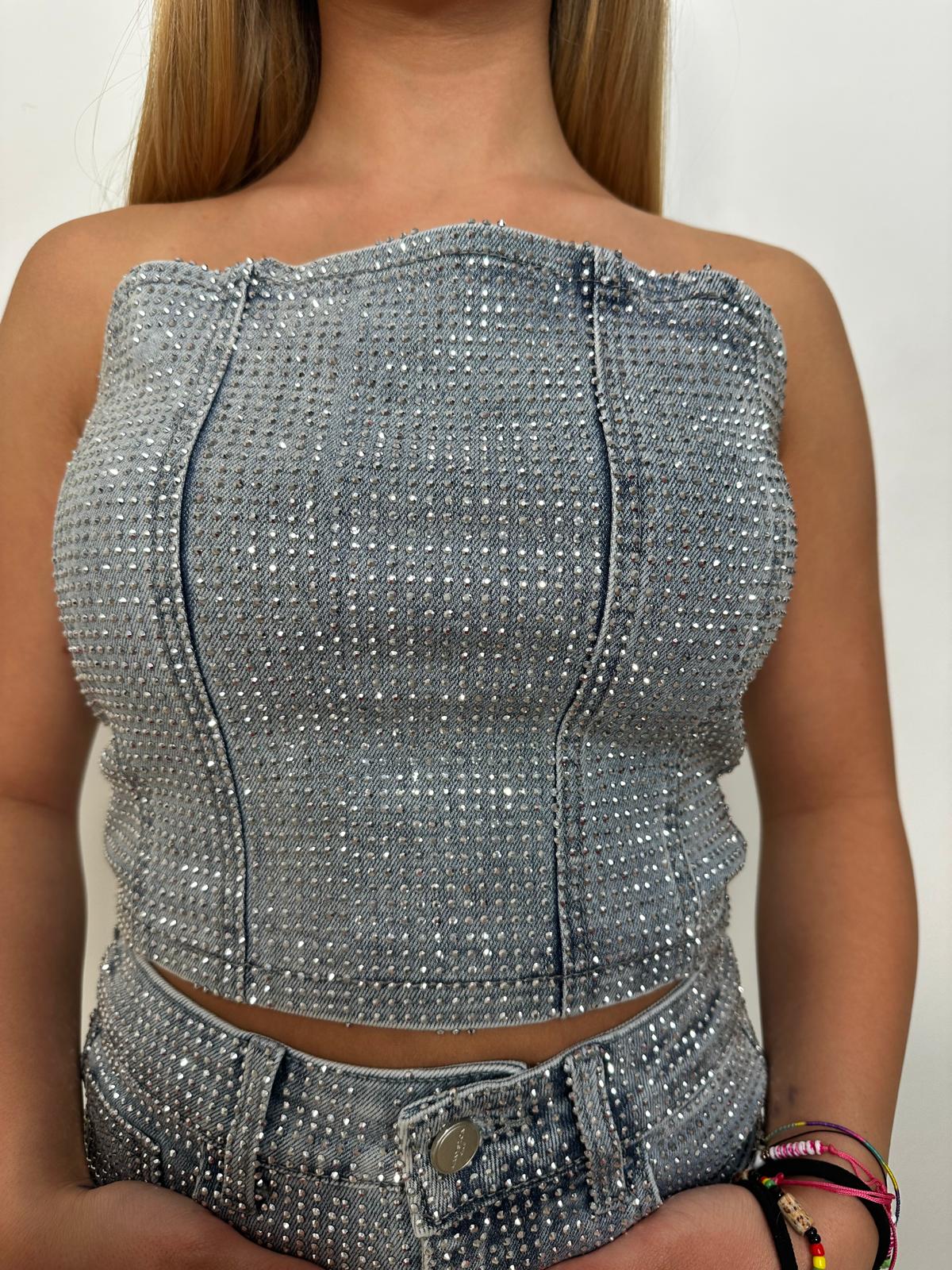 Top glitterato denim