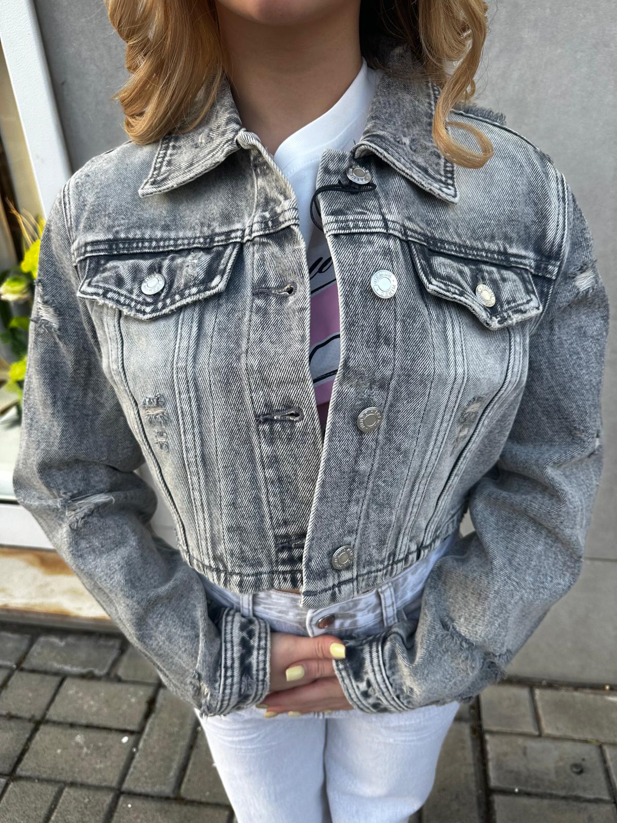 Giubbino jeans grigio