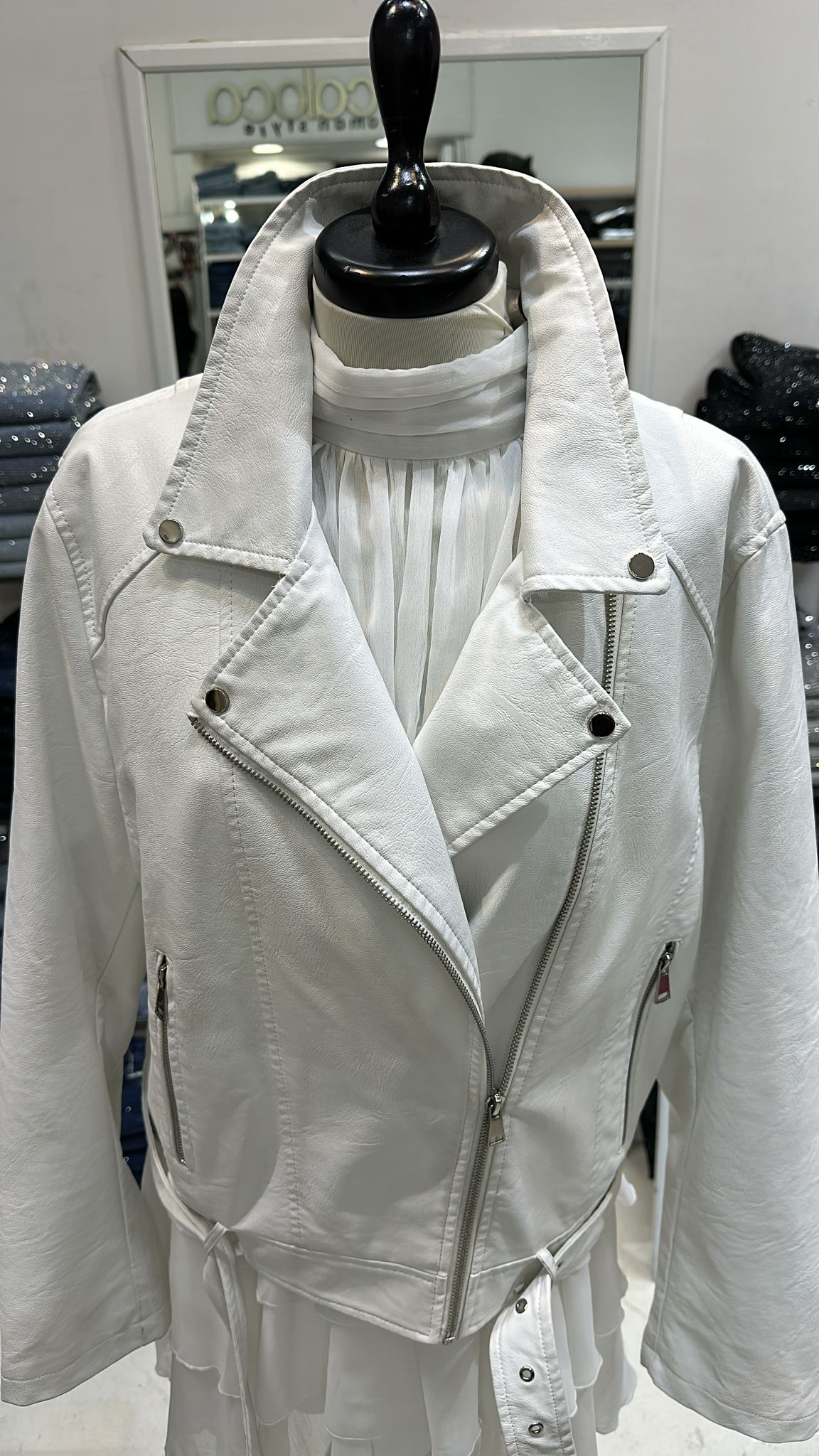 Giacca ecopelle bianca 2Xl