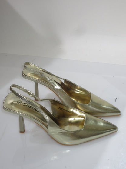 Décolleté slingback dorato 7cm