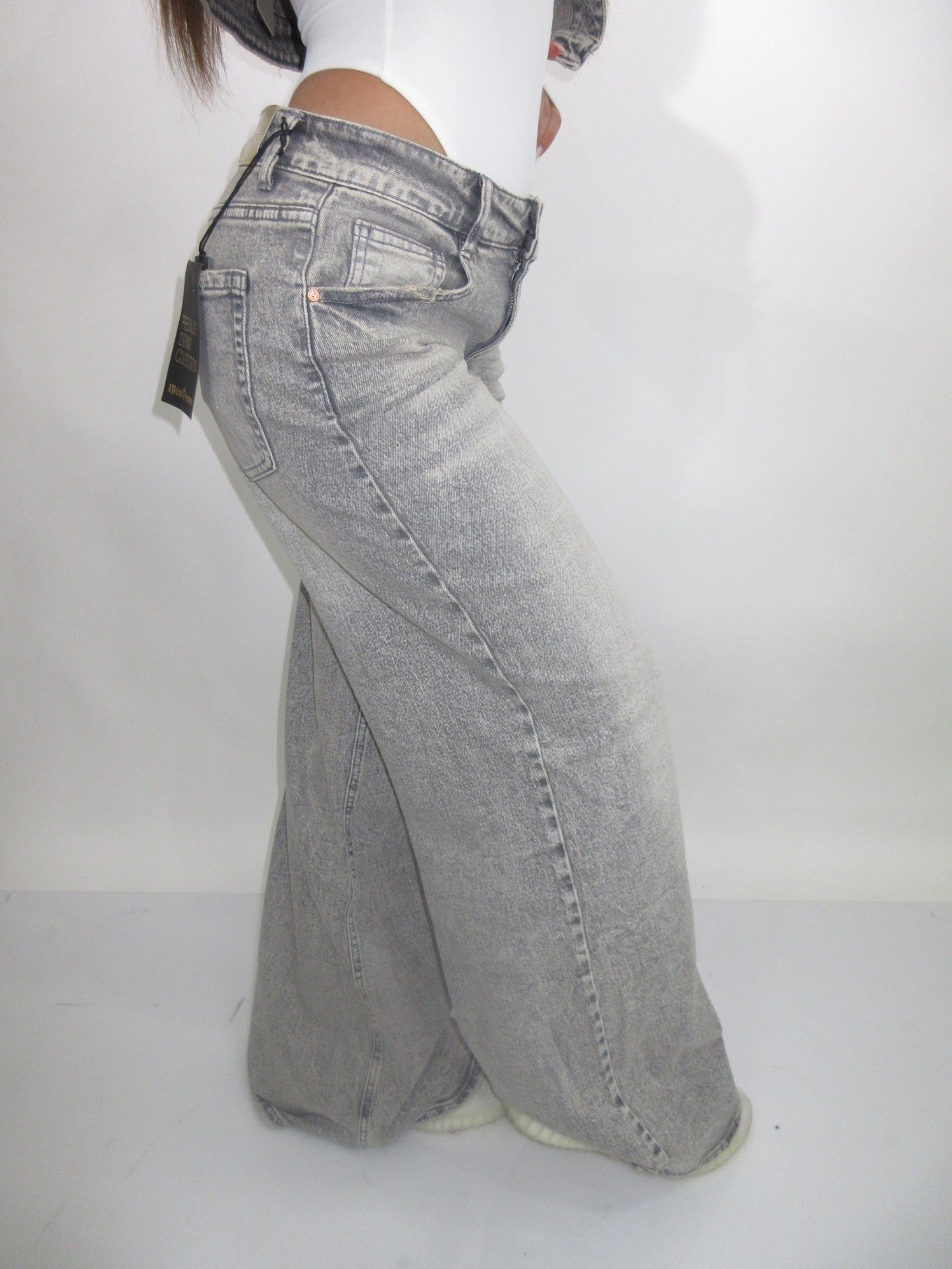 Jeans wide leg grigio chiaro