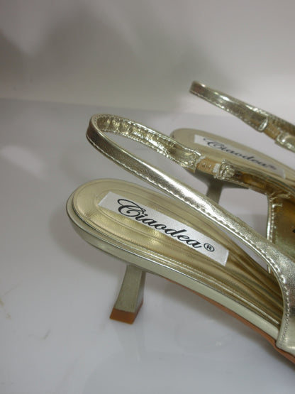 Décolleté slingback dorato 5cm