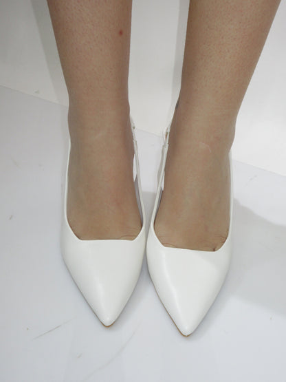 Décolleté slingback bianco 7cm