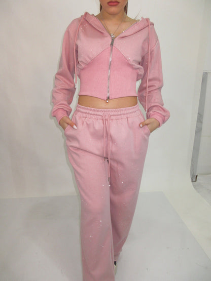 Tuta shine crop rosa