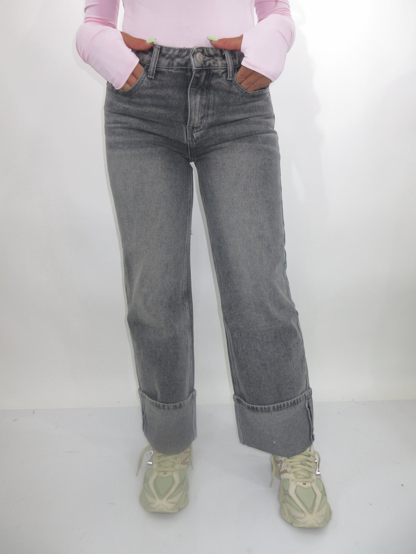 Jeans grigio pieghe