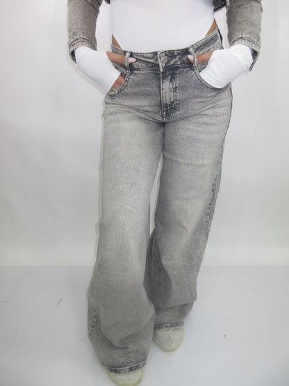 Jeans wide leg grigio chiaro