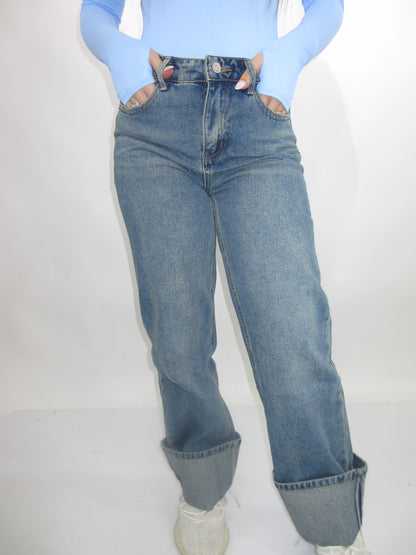 Jeans denim vintage pieghe