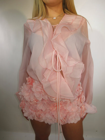 Camicia rosa con rouches