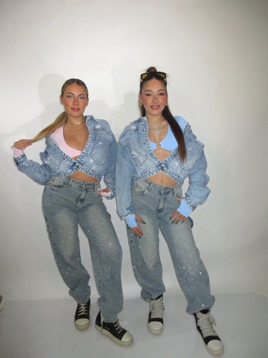 Giubbino denim tasca shine