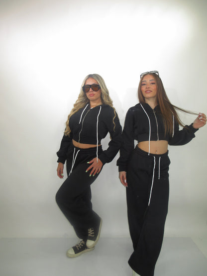 Tuta crop zip nero