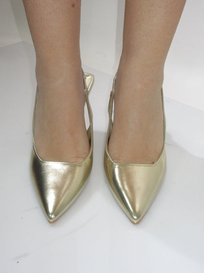 Décolleté slingback dorato 7cm