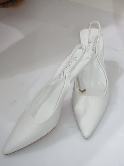 Décolleté slingback bianco 7cm