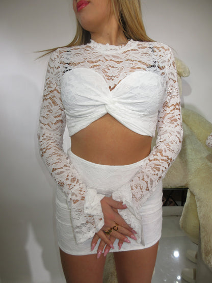 Coordinato pizzo darya bianco