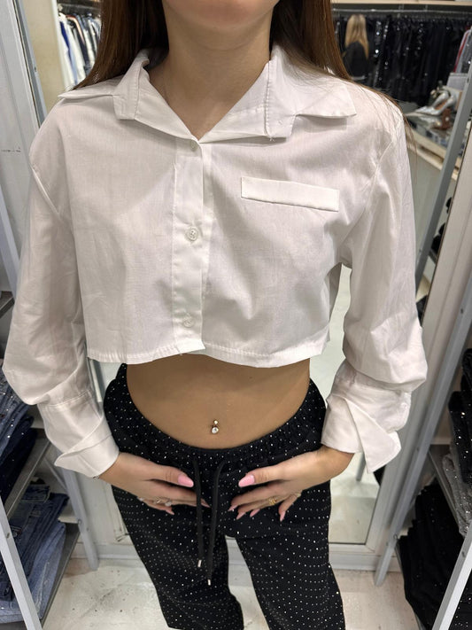 Camicia crop bianca