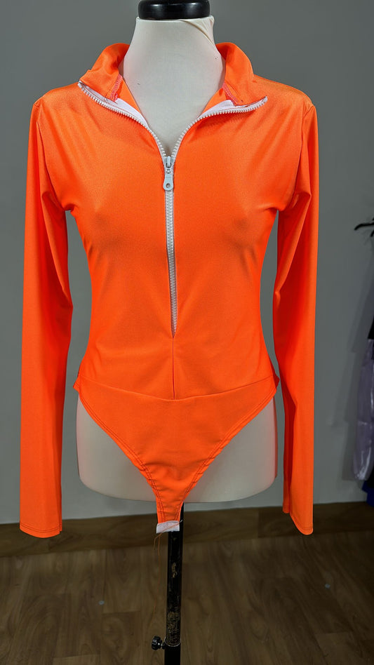 Body arancio con zip