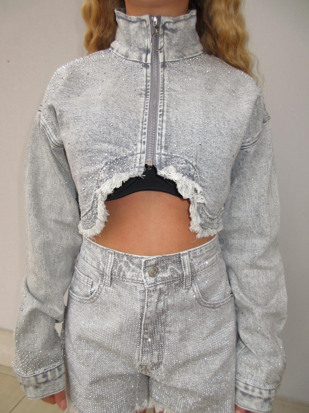 Giubbino grigio chiaro shine zip