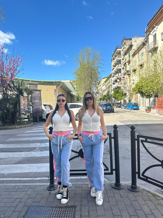 Jeans denim e rosa