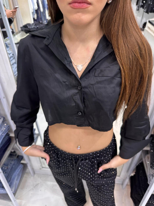 Camicia crop nero