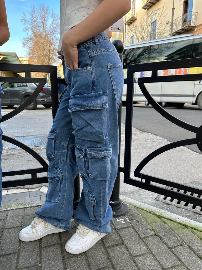 Cargo denim multitasca