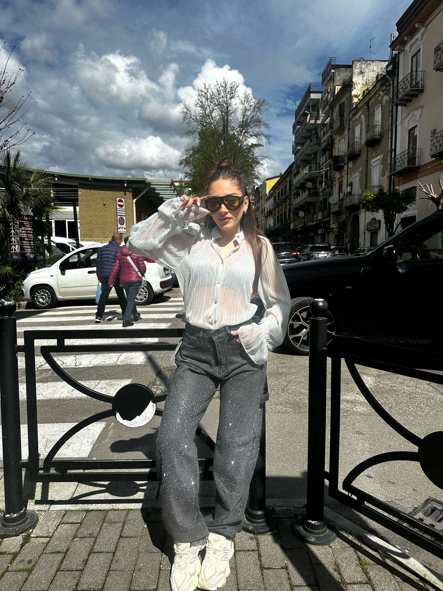 Camicia velata grigio chiaro