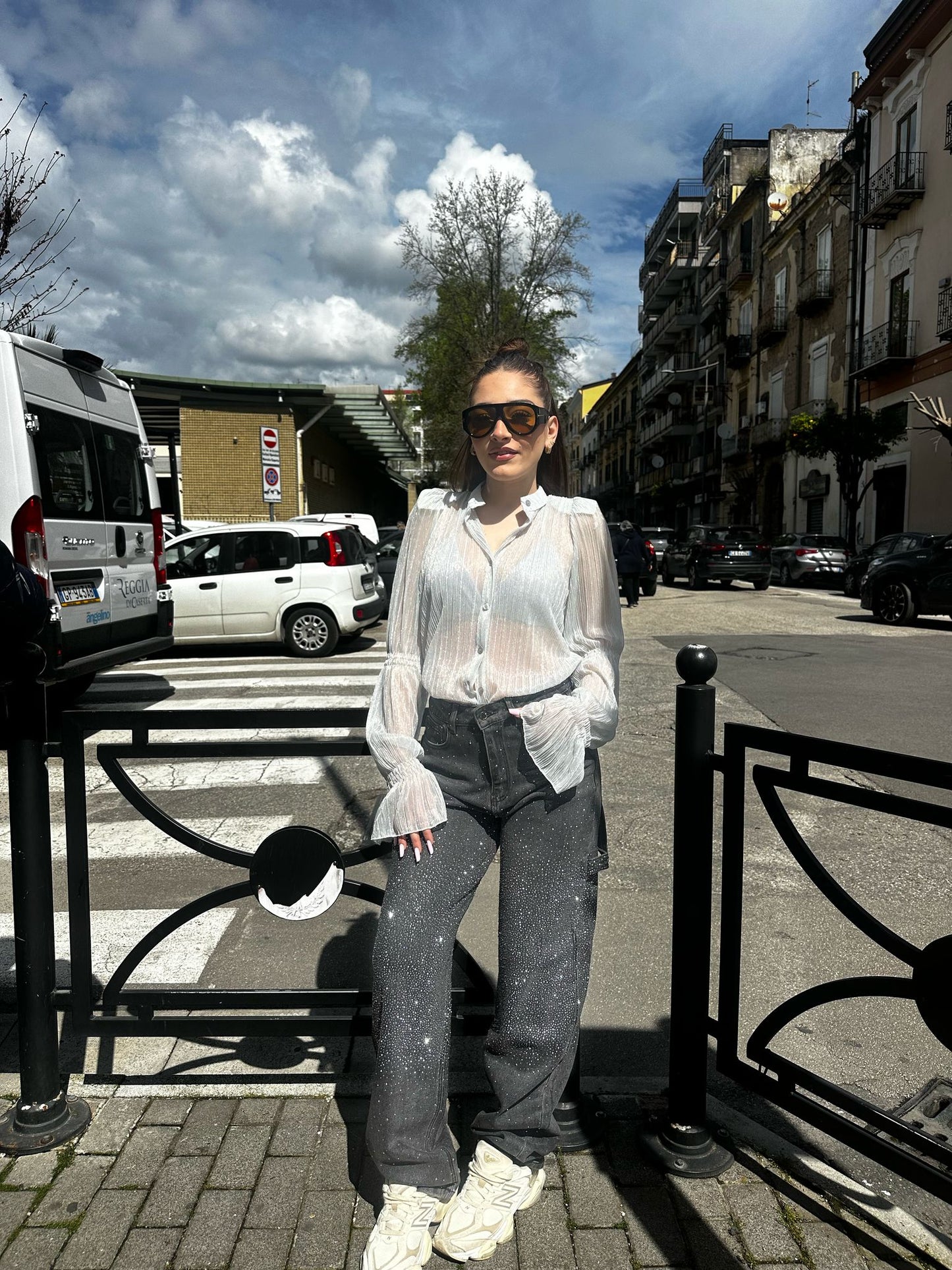 Camicia velata grigio chiaro
